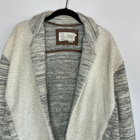 Saturday Sunday for Anthropologie Fleece Knit Coat Cozy Warm w/ Pockets Sz S - Picture 3 of 6